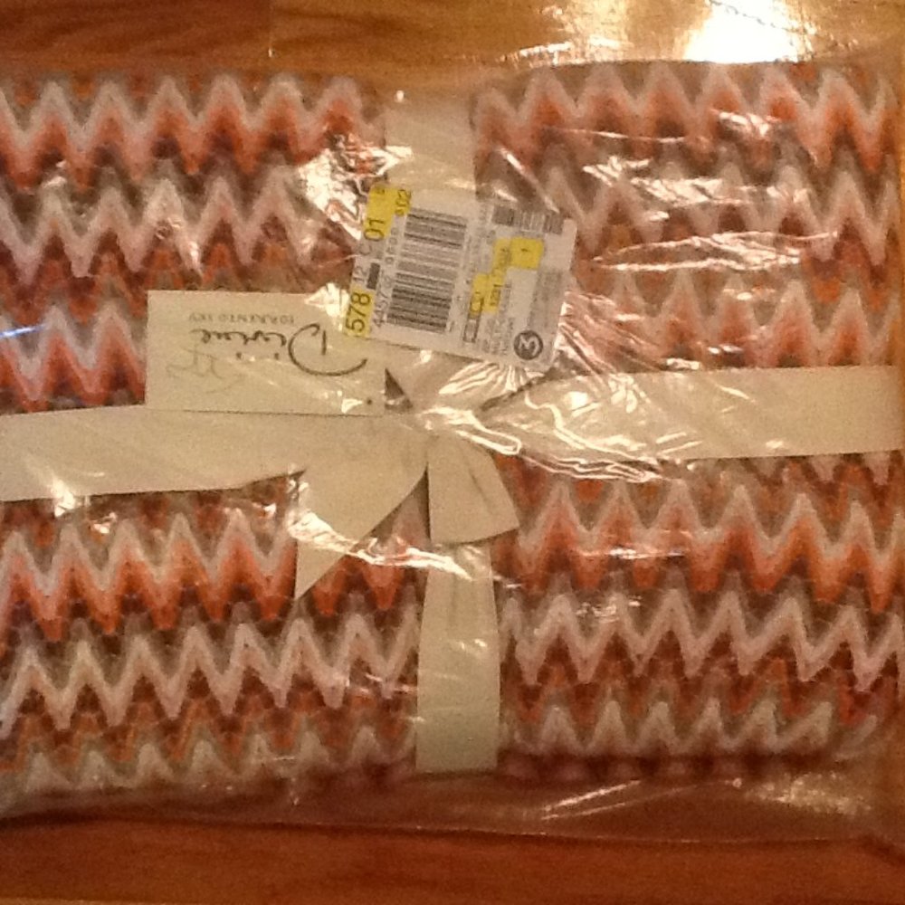 NWT DIVINE Chenille Sorrento Sky Throw -ORANGE multi  100% Acrylic Chenille